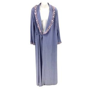 Vintage Montgomery Ward Womens Sz L Purple Satin Riffle Housecoat Robe 60's EUC